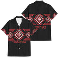 Aotearoa Atua Tumatauenga Personalised Family Matching Off The Shoulder Long Sleeve Dress and Hawaiian Shirt Maori God Of War Taniko Motifs