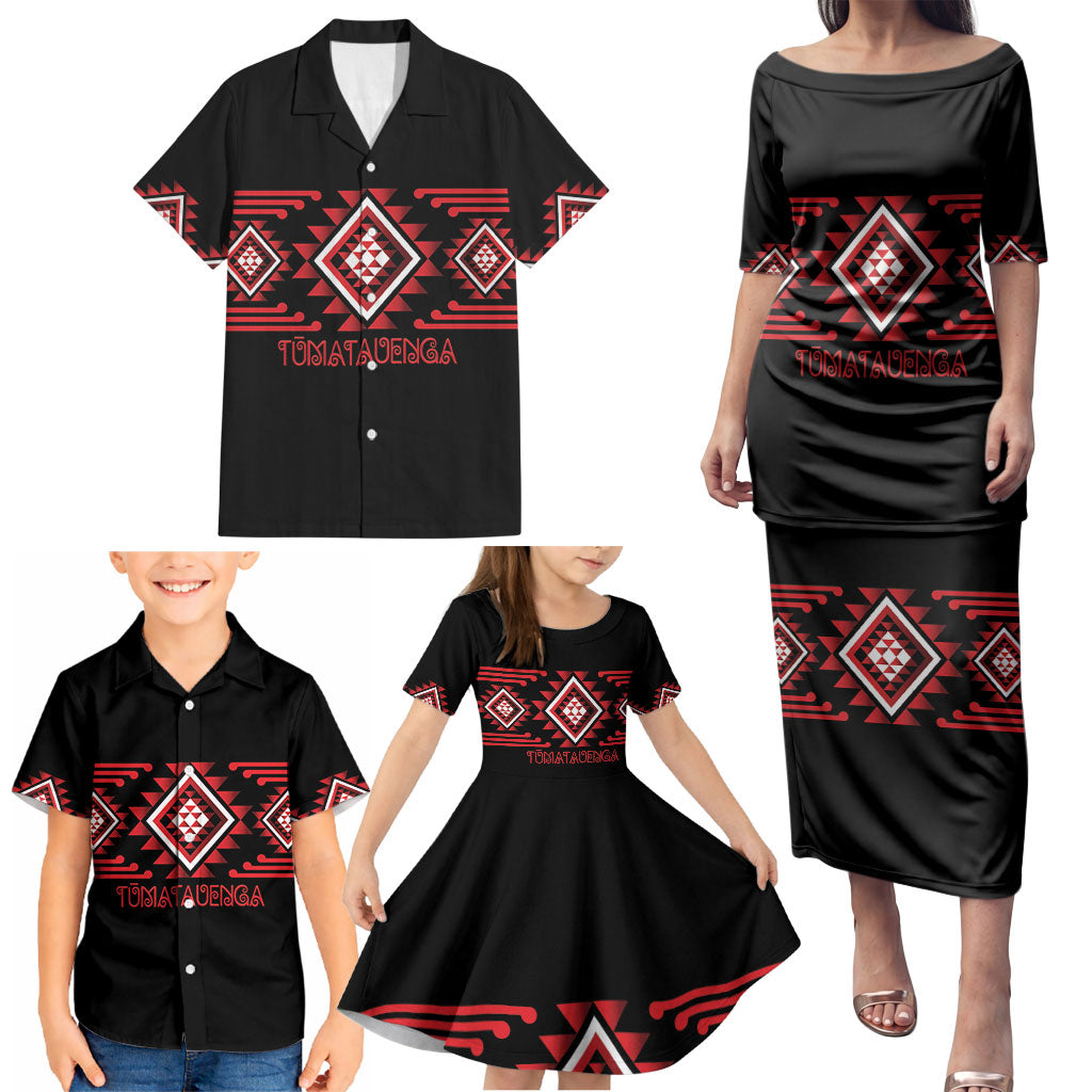 Aotearoa Atua Tumatauenga Personalised Family Matching Puletasi and Hawaiian Shirt Maori God Of War Taniko Motifs