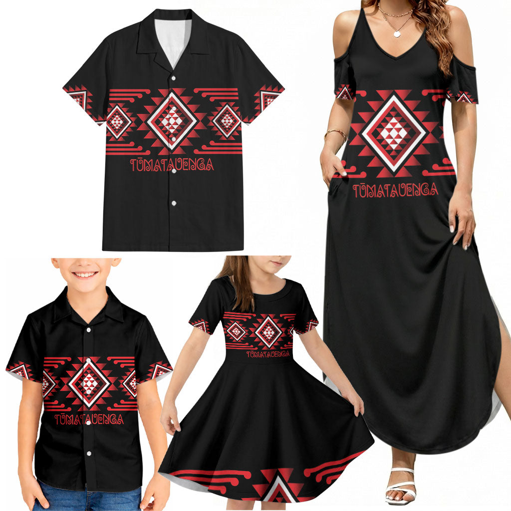 Aotearoa Atua Tumatauenga Personalised Family Matching Summer Maxi Dress and Hawaiian Shirt Maori God Of War Taniko Motifs