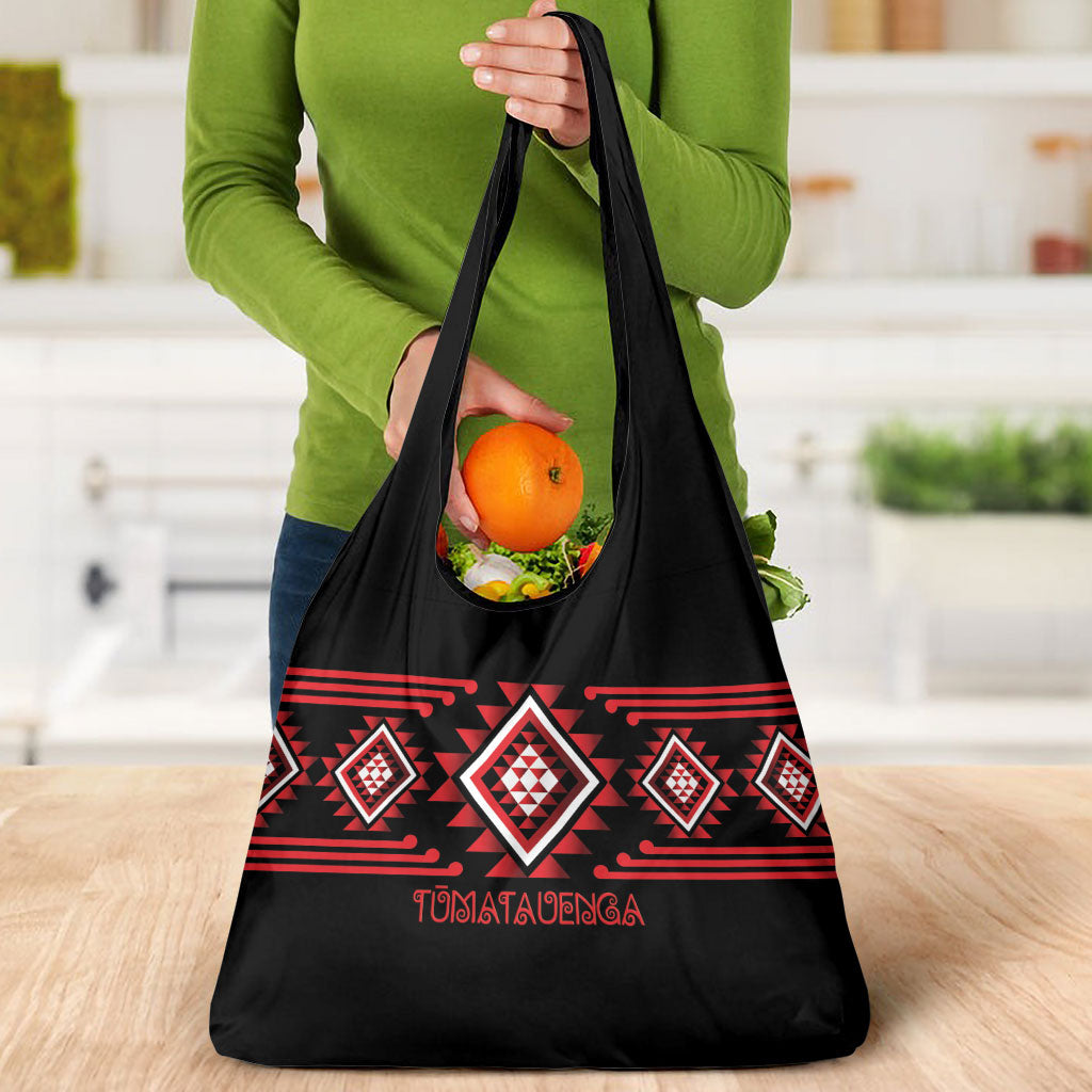 Aotearoa Atua Tumatauenga Grocery Bag Maori God Of War Taniko Motifs