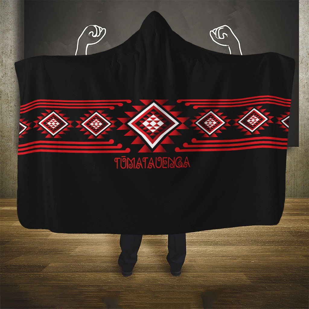Aotearoa Atua Tumatauenga Hooded Blanket Maori God Of War Taniko Motifs
