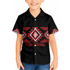 Aotearoa Atua Tumatauenga Personalised Kid Hawaiian Shirt Maori God Of War Taniko Motifs
