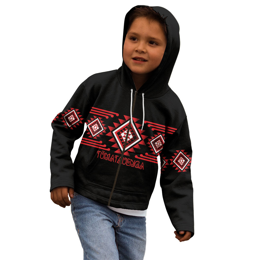 Aotearoa Atua Tumatauenga Personalised Kid Hoodie Maori God Of War Taniko Motifs