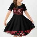 Aotearoa Atua Tumatauenga Personalised Kid Short Sleeve Dress Maori God Of War Taniko Motifs