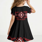 Aotearoa Atua Tumatauenga Personalised Kid Short Sleeve Dress Maori God Of War Taniko Motifs