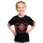 Aotearoa Atua Tumatauenga Personalised Kid T Shirt Maori God Of War Taniko Motifs
