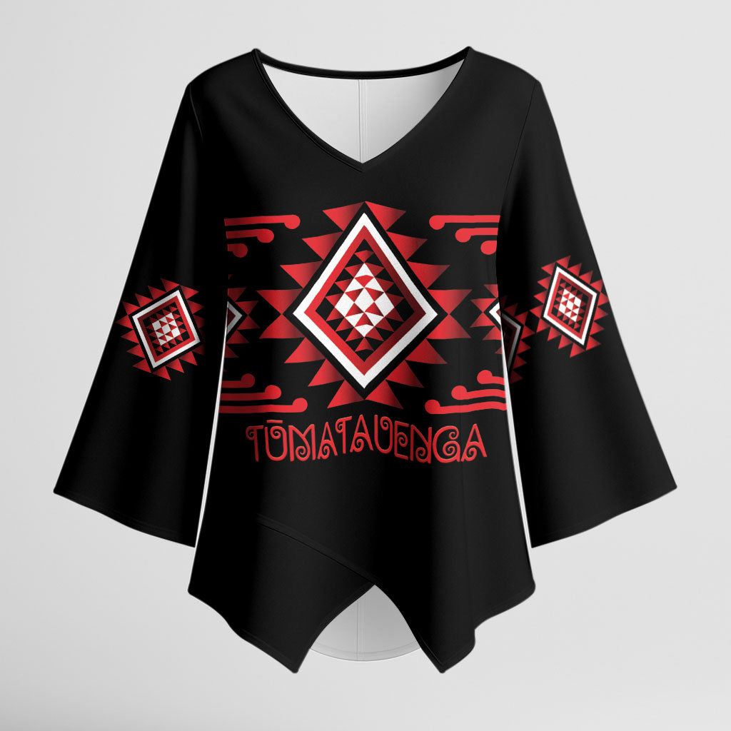 Aotearoa Atua Tumatauenga Personalised Kimono Sleeve Blouse Maori God Of War Taniko Motifs