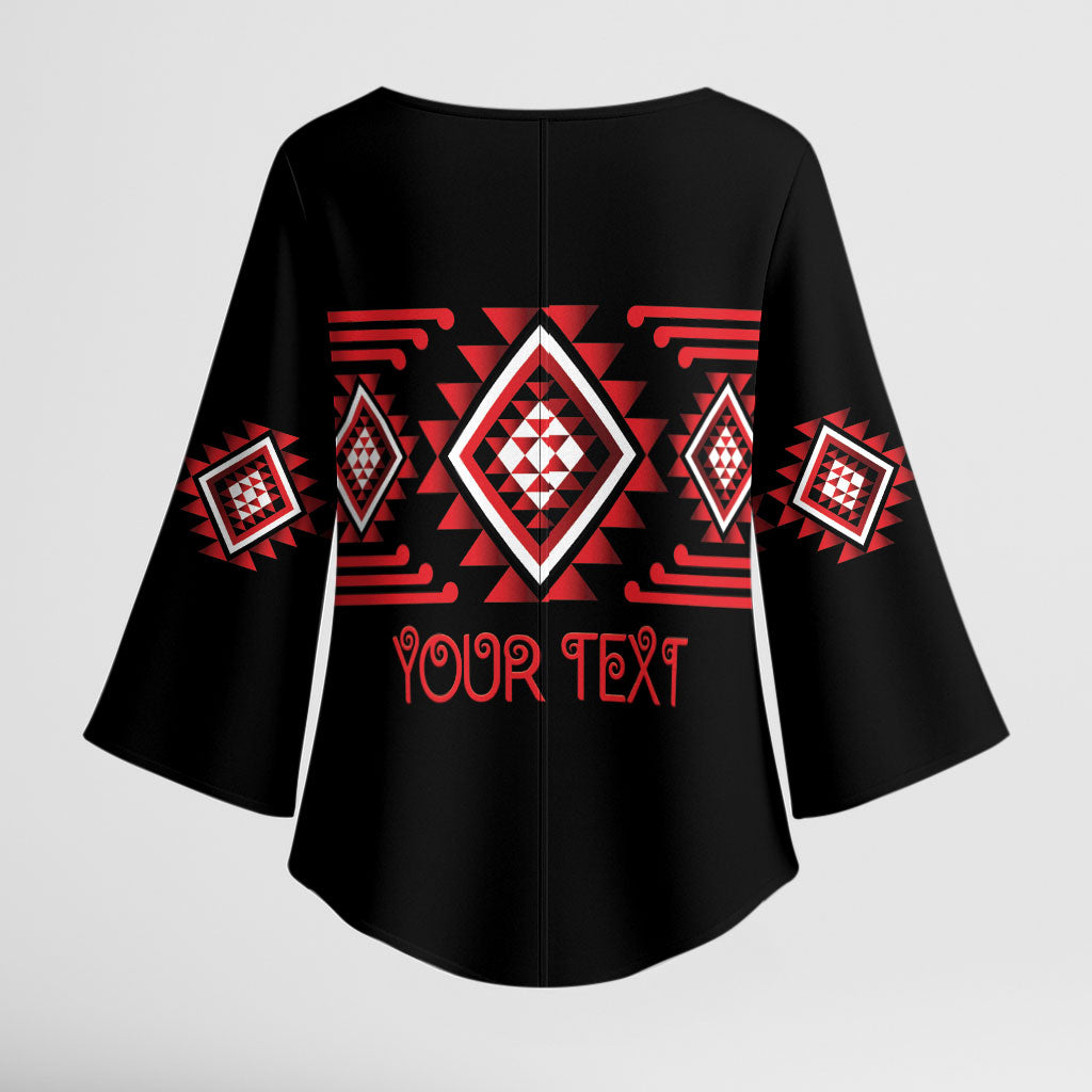 Aotearoa Atua Tumatauenga Personalised Kimono Sleeve Blouse Maori God Of War Taniko Motifs