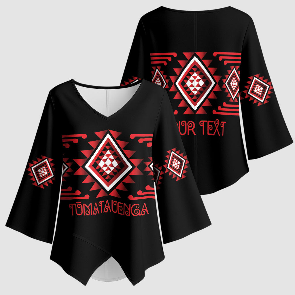 Aotearoa Atua Tumatauenga Personalised Kimono Sleeve Blouse Maori God Of War Taniko Motifs