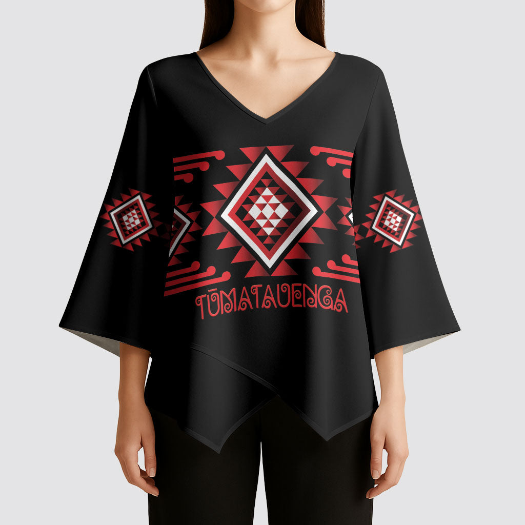 Aotearoa Atua Tumatauenga Personalised Kimono Sleeve Blouse Maori God Of War Taniko Motifs