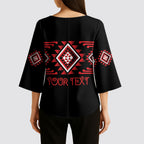 Aotearoa Atua Tumatauenga Personalised Kimono Sleeve Blouse Maori God Of War Taniko Motifs
