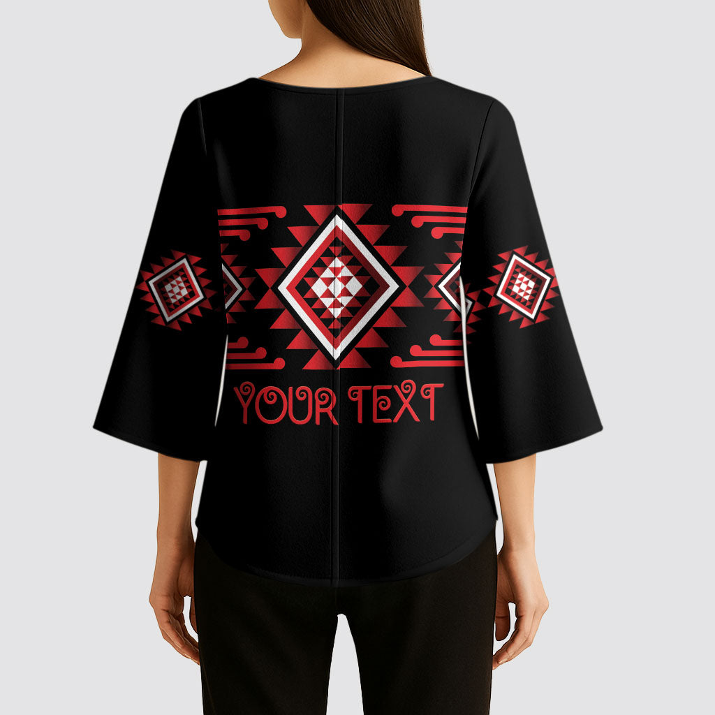 Aotearoa Atua Tumatauenga Personalised Kimono Sleeve Blouse Maori God Of War Taniko Motifs