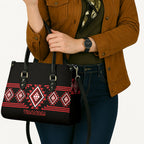 Aotearoa Atua Tumatauenga Leather Bag Maori God Of War Taniko Motifs