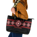 Aotearoa Atua Tumatauenga Leather Tote Bag Maori God Of War Taniko Motifs