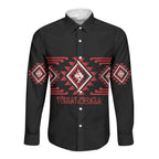 Aotearoa Atua Tumatauenga Personalised Long Sleeve Button Shirt Maori God Of War Taniko Motifs