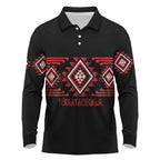 Aotearoa Atua Tumatauenga Personalised Long Sleeve Polo Shirt Maori God Of War Taniko Motifs
