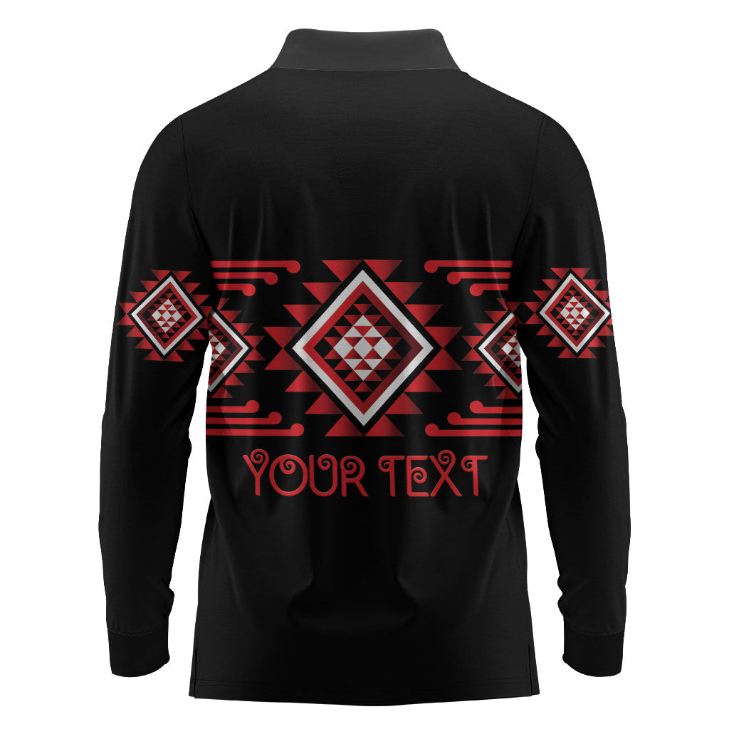 Aotearoa Atua Tumatauenga Personalised Long Sleeve Polo Shirt Maori God Of War Taniko Motifs
