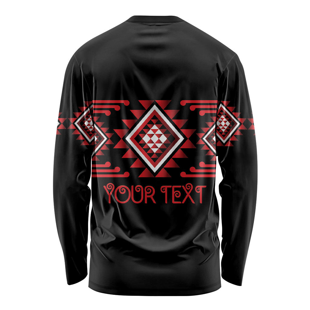 Aotearoa Atua Tumatauenga Personalised Long Sleeve Shirt Maori God Of War Taniko Motifs