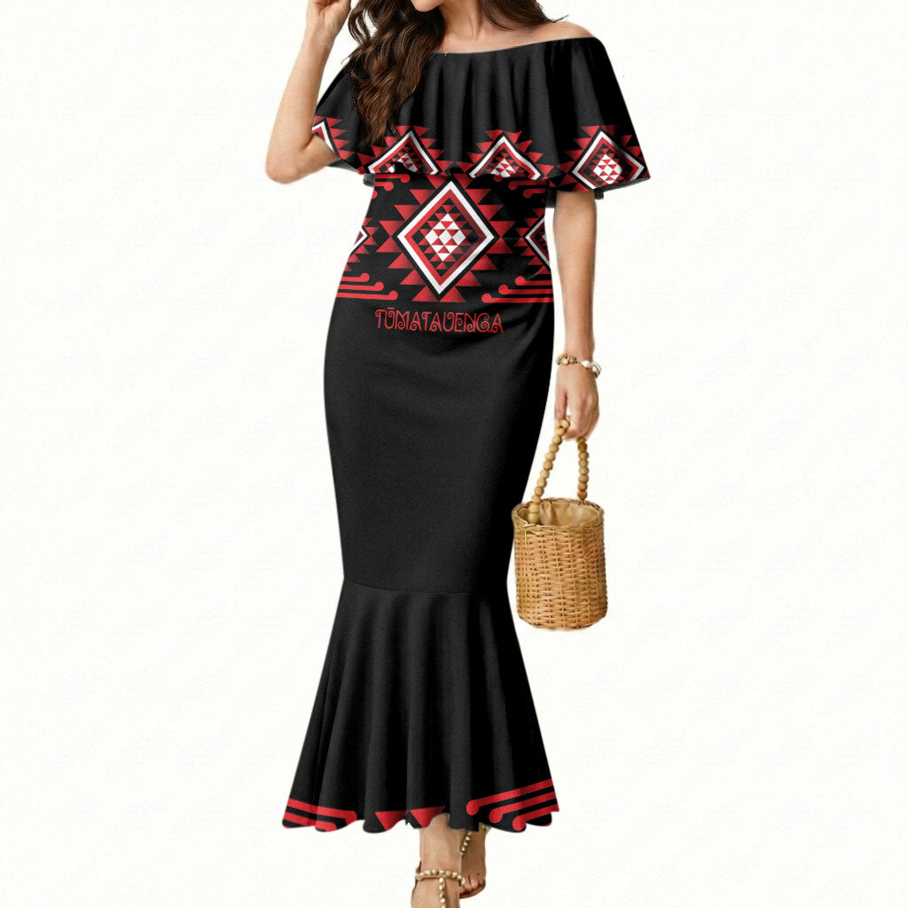 Aotearoa Atua Tumatauenga Personalised Mermaid Dress Maori God Of War Taniko Motifs