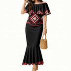 Aotearoa Atua Tumatauenga Personalised Mermaid Dress Maori God Of War Taniko Motifs