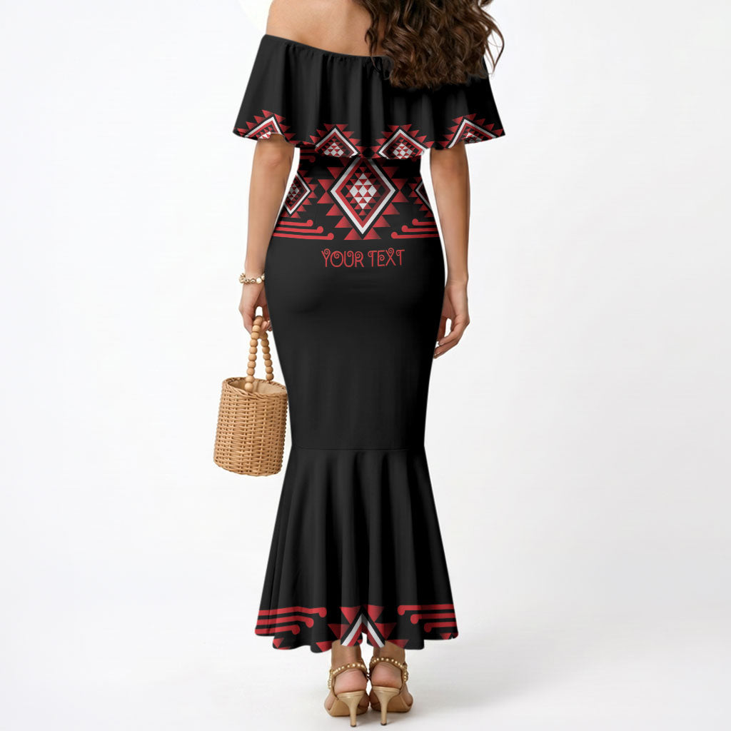 Aotearoa Atua Tumatauenga Personalised Mermaid Dress Maori God Of War Taniko Motifs