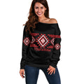 Aotearoa Atua Tumatauenga Personalised Off Shoulder Sweater Maori God Of War Taniko Motifs