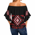 Aotearoa Atua Tumatauenga Personalised Off Shoulder Wrap Waist Top Maori God Of War Taniko Motifs