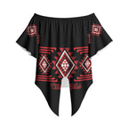 Aotearoa Atua Tumatauenga Personalised Off Shoulder Wrap Waist Top Maori God Of War Taniko Motifs
