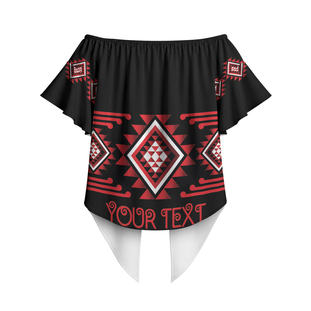 Aotearoa Atua Tumatauenga Personalised Off Shoulder Wrap Waist Top Maori God Of War Taniko Motifs