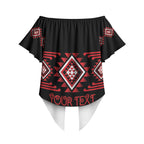 Aotearoa Atua Tumatauenga Personalised Off Shoulder Wrap Waist Top Maori God Of War Taniko Motifs