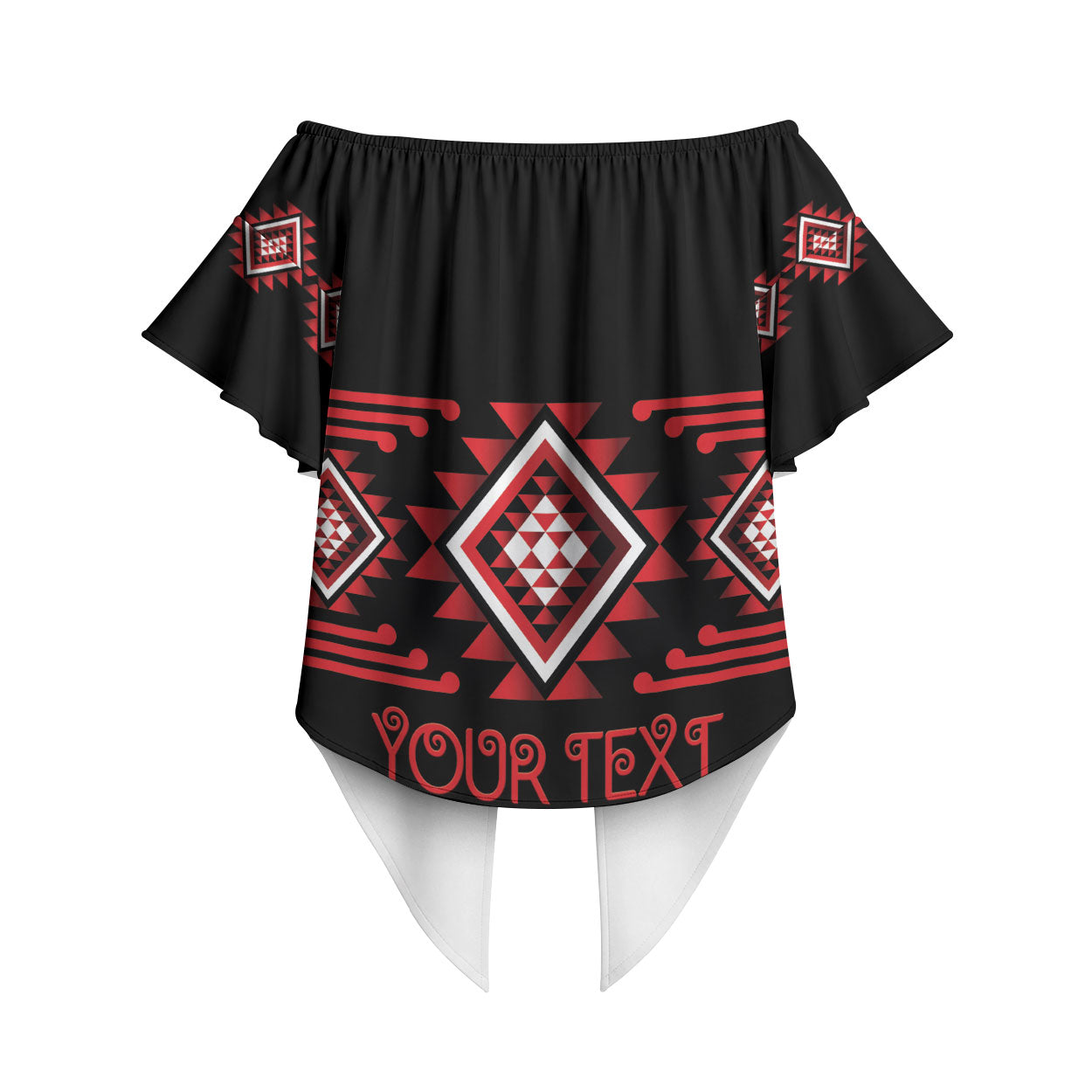 Aotearoa Atua Tumatauenga Personalised Off Shoulder Wrap Waist Top Maori God Of War Taniko Motifs