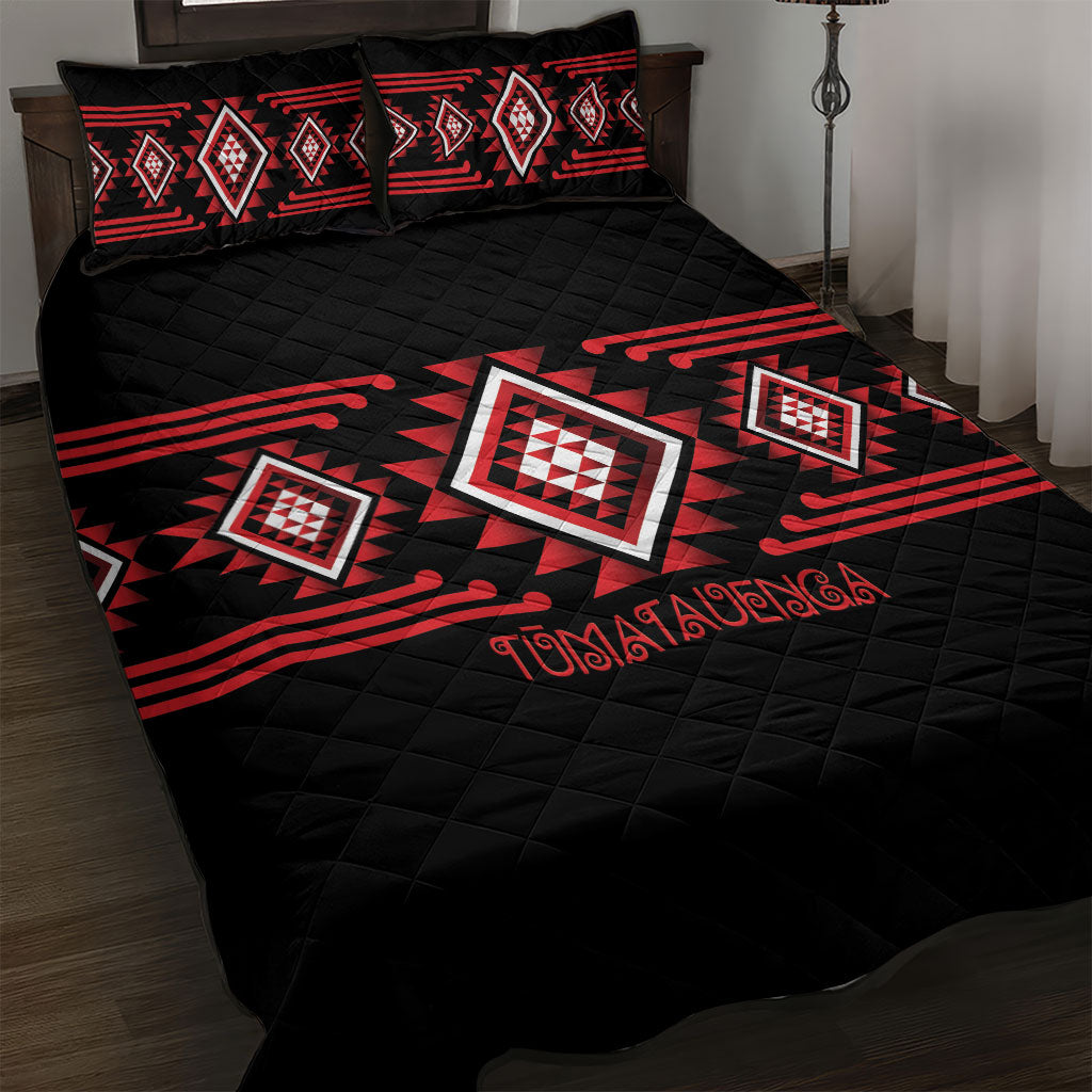 Aotearoa Atua Tumatauenga Quilt Bed Set Maori God Of War Taniko Motifs