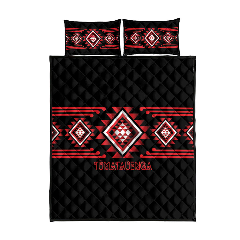 Aotearoa Atua Tumatauenga Quilt Bed Set Maori God Of War Taniko Motifs
