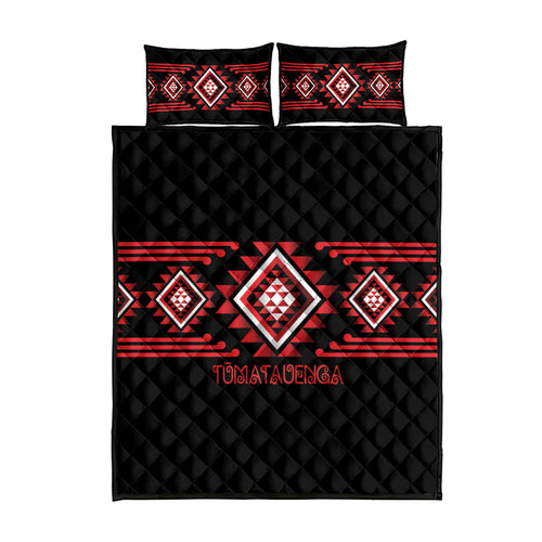 Aotearoa Atua Tumatauenga Quilt Bed Set Maori God Of War Taniko Motifs