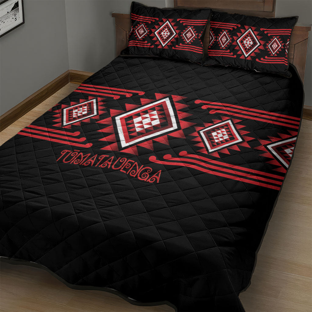 Aotearoa Atua Tumatauenga Quilt Bed Set Maori God Of War Taniko Motifs