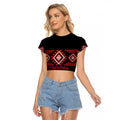 Aotearoa Atua Tumatauenga Personalised Raglan Cropped T Shirt Maori God Of War Taniko Motifs