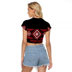 Aotearoa Atua Tumatauenga Personalised Raglan Cropped T Shirt Maori God Of War Taniko Motifs