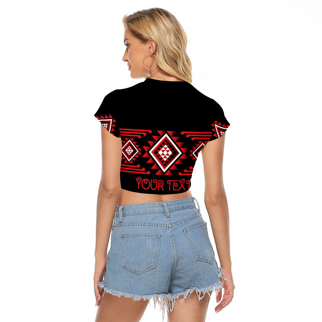 Aotearoa Atua Tumatauenga Personalised Raglan Cropped T Shirt Maori God Of War Taniko Motifs