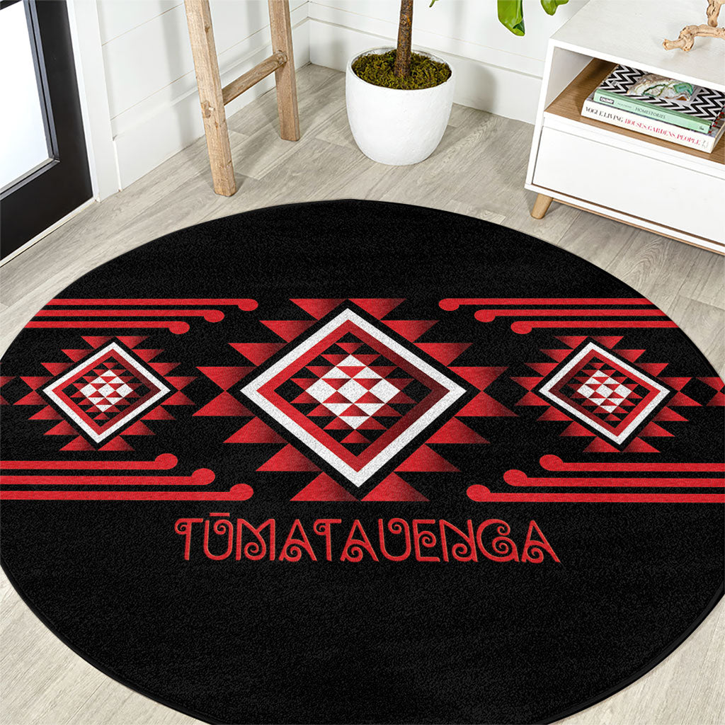 Aotearoa Atua Tumatauenga Round Carpet Maori God Of War Taniko Motifs