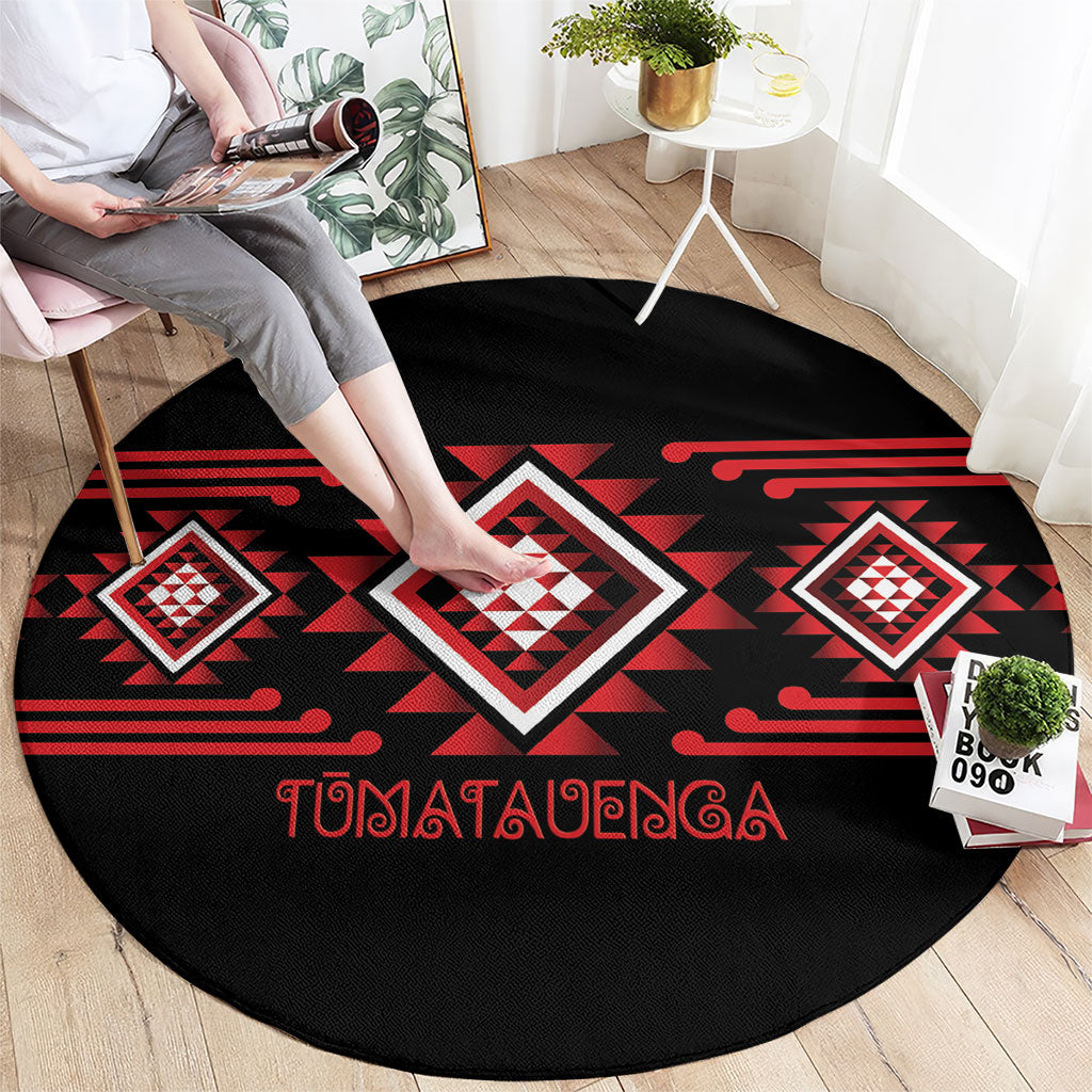 Aotearoa Atua Tumatauenga Round Carpet Maori God Of War Taniko Motifs
