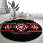 Aotearoa Atua Tumatauenga Round Carpet Maori God Of War Taniko Motifs