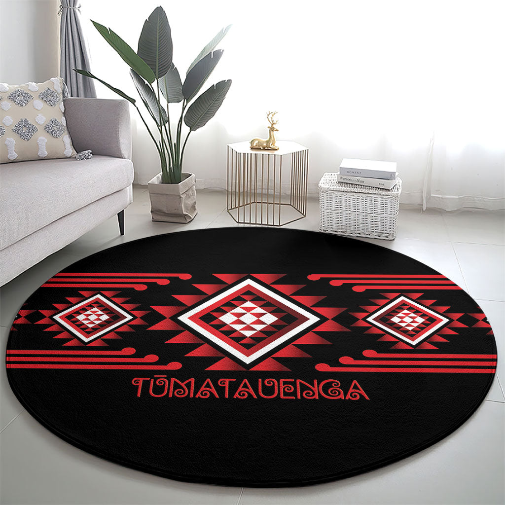 Aotearoa Atua Tumatauenga Round Carpet Maori God Of War Taniko Motifs