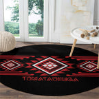 Aotearoa Atua Tumatauenga Round Carpet Maori God Of War Taniko Motifs