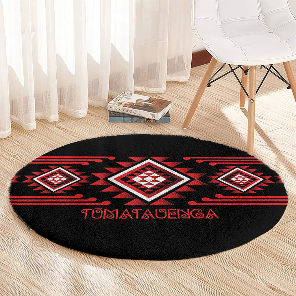 Aotearoa Atua Tumatauenga Round Carpet Maori God Of War Taniko Motifs