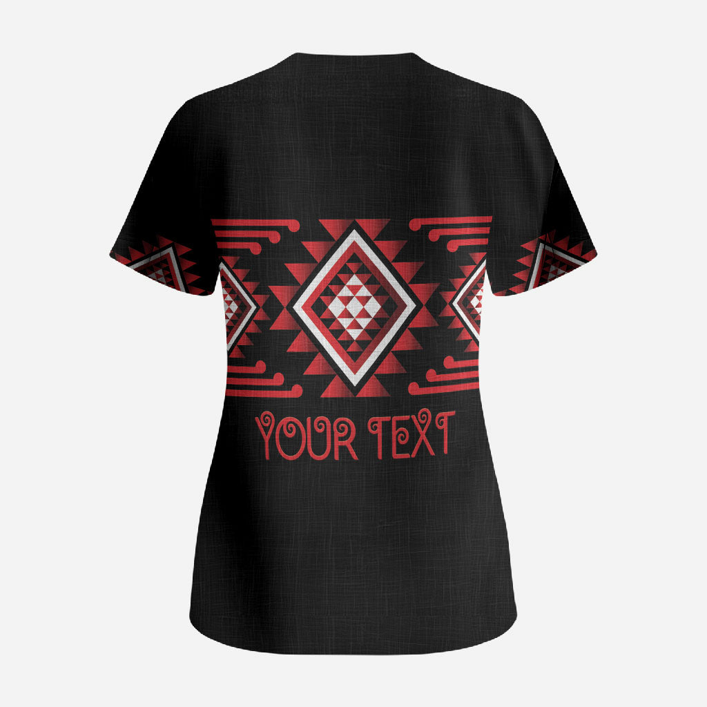 Aotearoa Atua Tumatauenga Personalised Scrub Top Maori God Of War Taniko Motifs