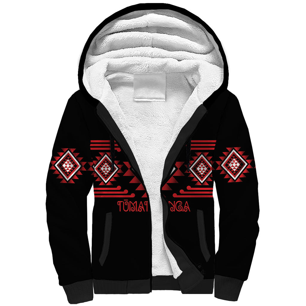 Aotearoa Atua Tumatauenga Personalised Sherpa Hoodie Maori God Of War Taniko Motifs
