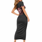 Aotearoa Atua Tumatauenga Personalised Short Sleeve Bodycon Dress Maori God Of War Taniko Motifs