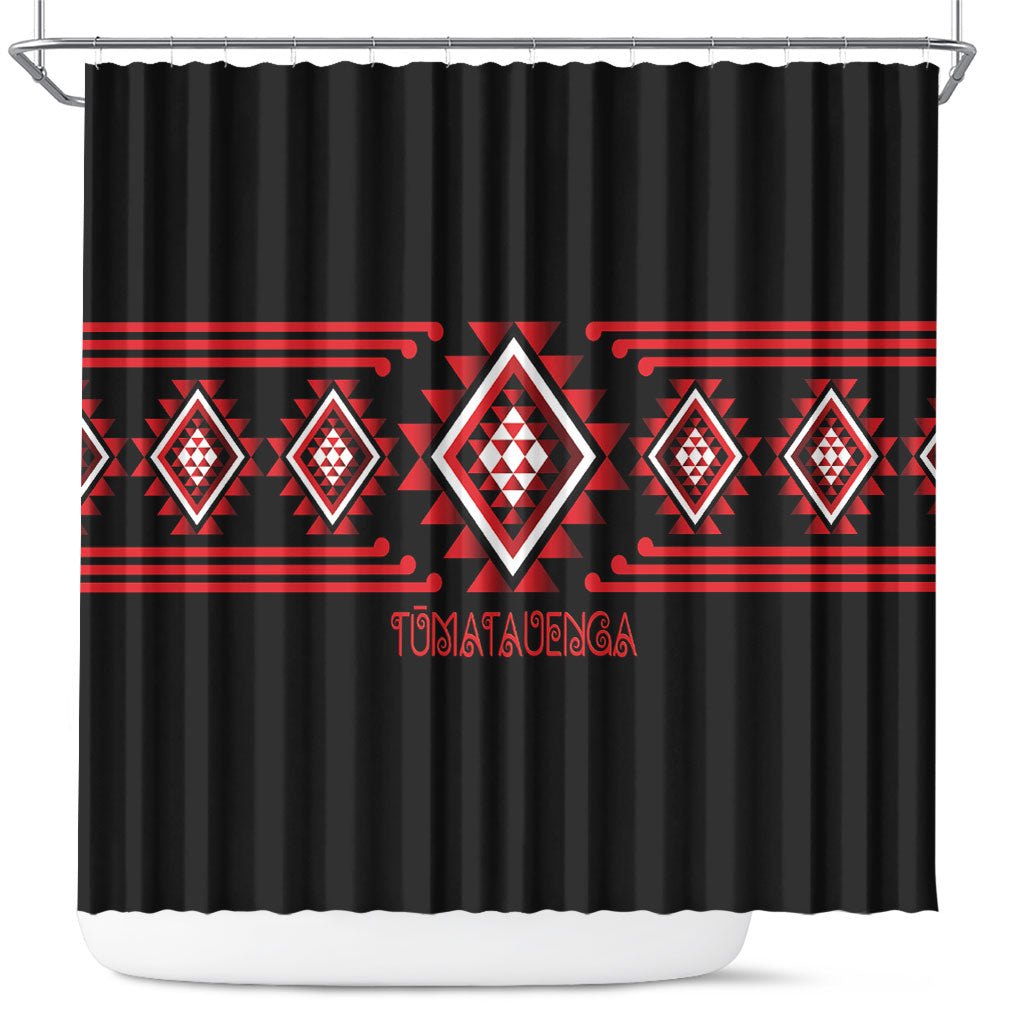 Aotearoa Atua Tumatauenga Shower Curtain Maori God Of War Taniko Motifs