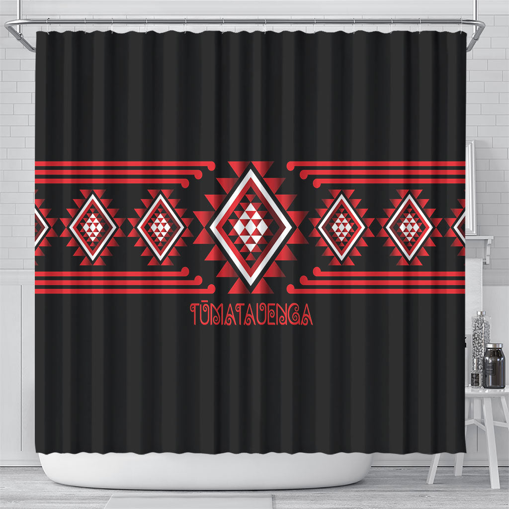 Aotearoa Atua Tumatauenga Shower Curtain Maori God Of War Taniko Motifs