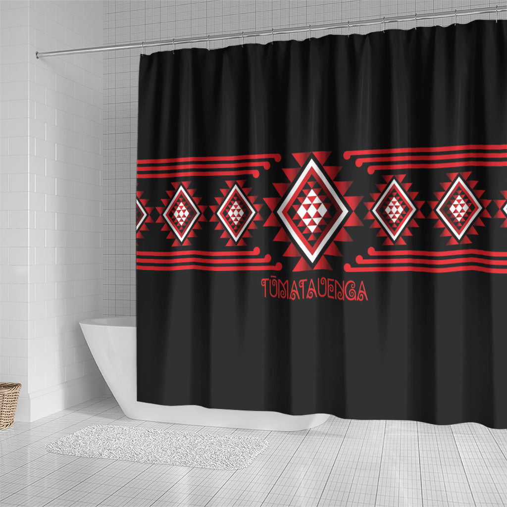 Aotearoa Atua Tumatauenga Shower Curtain Maori God Of War Taniko Motifs
